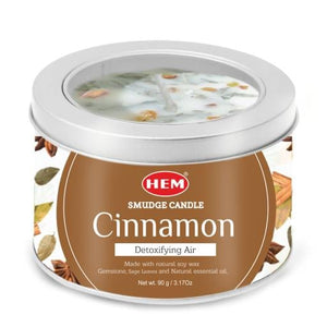 HEM Fragrances Cinnamon Smudge Candle Natural Soy Wax 90G/ Tin With 18-20 Hour Burn Time