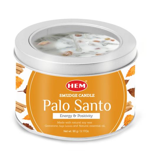 HEM Fragrances Palo Santo Smudge Candle Natural Soy Wax 90G/ Tin With 18-20 Hour Burn Time