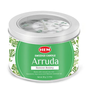 HEM Fragrances Arruda Smudge Candle Natural Soy Wax 90G/ Tin With 18-20 Hour Burn Time