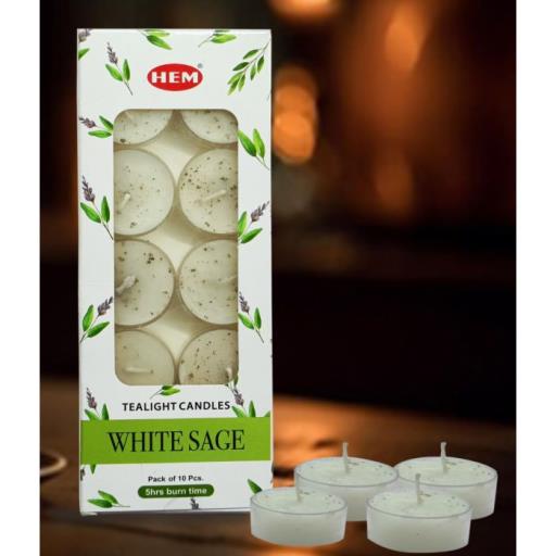 Hem White Sage Tea Light Candles (10/Pack) Tea Light Candles