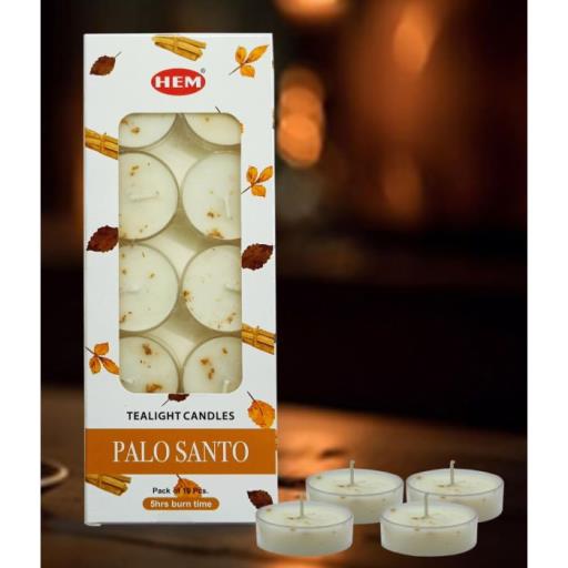 Hem Palo Santo Tea Light Candles (10/Pack) 10 Pcs Of Tea Light Candles