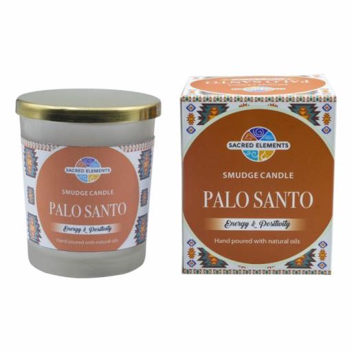 Sacred Elements Palo Santo Glass Jar Smudge Candle (Energy & Positivity) 185G & 24 Hour Burn Made With Soy Wax Aroma Oil & Lead Free Wick