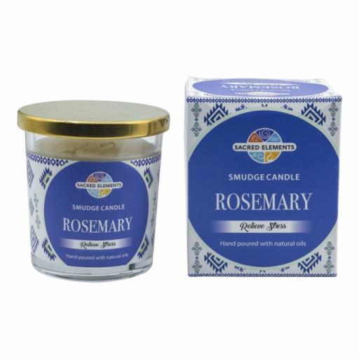 Sacred Elements Rosemary Glass Jar Smudge Candle (Relieve Stress) 185G & 24 Hour Burn Made With Soy Wax Aroma Oil & Lead Free Wick