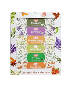 HEM Fragrances Universal Series 15G Incense Gift Pack With Incense Burner 7.8" 15G/Pack 6 Packs/Box