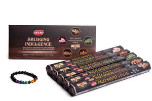 HEM Fragrances Smudging Indul.Masala Gift Pack  Seven Chakra Bracelet 9" 15G/Pack 6 Packs/Box