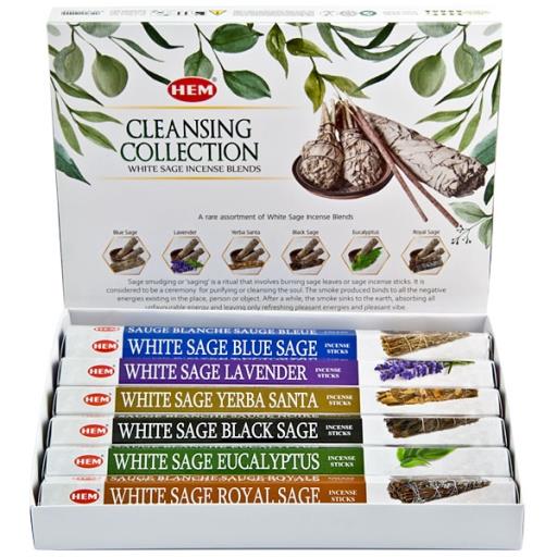 HEM Fragrances White Sage Blend Cleansing Collection Gift Pack 20 Sticks/Tube 6 Tubes/Box Blue Sage Lavender Yerba Santa Black Sage  Eucalyptus Royal Sage