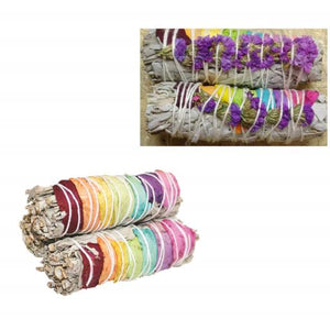 ZenN Seven Chakras Sage W/ Rose Petals 4" Natural Product; Colour & Size May Vary