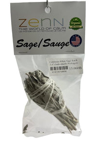 ZenN California White Sage Torch 3-4" (Individually Packaged) Individually Packaged Natural Product; Colour & Size May Vary