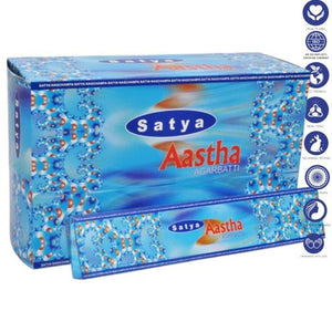 Satya "Nag Champa" Aastha 15G Incense Sticks 7.8" 15G /Pack 12 Packs/ Box & Total 180G