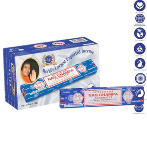 Satya "Nag Champa" Nag Champa Incense Sticks 15G 7.8" 15 G /Pack 12 Packs/ Box & Total 180G