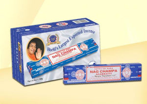 Satya "Nag Champa" Nag Champa Incense Sticks 15G 15 G /Pack 12 Packs/ Box & Total 180G