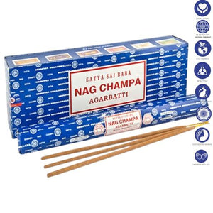 Satya "Nag Champa" Nag Champa 50G Long Incense Sticks 16" 5 Sticks & 50 G/ Tube 6 Tubes/ Box & Total 300G