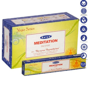 Satya "Nag Champa" Meditation Incense Sticks (Yoga Series) 15G 7.8" 15 G/ Pack 12 Packs/ Box & Total 180G