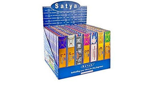 Satya "Nag Champa" Natural Series 15G Display Holds 84 Packets Nagchampa Superhit Lavender Jasmine Sandal Rose Patchouli