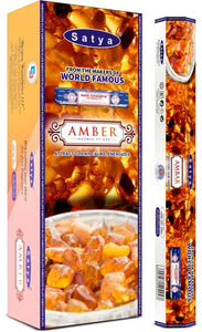 Satya "Nag Champa" Amber Incense Sticks 20 Sticks/Tube 6 Tubes/Box & Burns: 45 Minutes/Stick