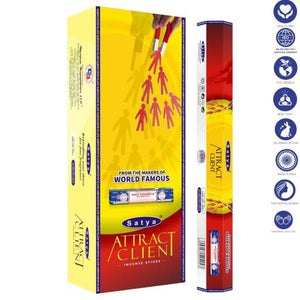 Satya "Nag Champa" Attract Client Incense Sticks 9" 20 Sticks/Tube 6 Tubes/Box & Burns: 45 Minutes/Stick