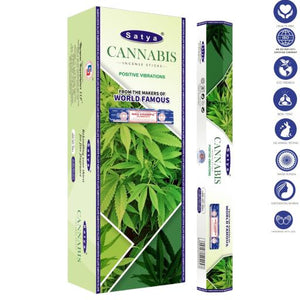 Satya "Nag Champa" Cannabis Incense Sticks 9" 20 Sticks/Tube 6 Tubes/Box & Burns: 45 Minutes/Stick