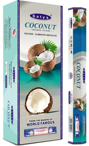 Satya "Nag Champa" Coconut Incense Sticks 20 Sticks/Tube 6 Tubes/Box & Burns: 45 Minutes/Stick