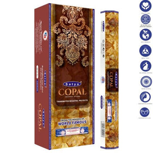 Satya "Nag Champa" Copal Incense Sticks & Burns: 45 Minutes/Stick 9" 20 Sticks/Tube 6 Tubes/Box