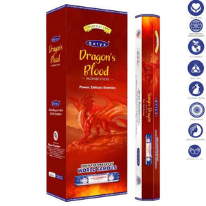 Satya "Nag Champa" Dragon Blood Incense Sticks & Burns: 45 Minutes/Stick 9" 20 Sticks/Tube 6 Tubes/Box