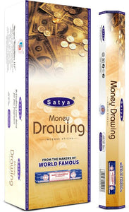 Satya "Nag Champa" Money Drawing Incense Sticks & Burns: 45 Minutes/Stick 20 Sticks/Tube 6 Tubes/Box