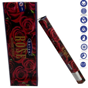 Satya "Nag Champa" Rose Incense Sticks & Burns: 45 Minutes/Stick 9" 20 Sticks/Tube 6 Tubes/Box