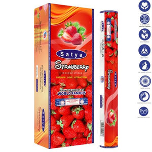 Satya "Nag Champa" Strawberry Incense Sticks & Burns: 45 Minutes/Stick 9" 20 Sticks/Tube 6 Tubes/Box