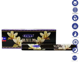 Satya "Nag Champa" Vanilla Incense Sticks 9" 20 Sticks/Tube 6 Tubes/Box & Burns: 45 Minutes/Stick