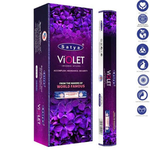 Satya "Nag Champa" Violet Incense Sticks 9" 20 Sticks/Tube 6 Tubes/Box