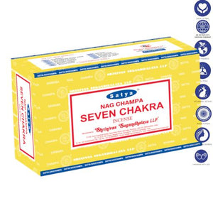 Satya "Nag Champa" Seven Chakra Incense Sticks 15G 7.8" 15G/ Pack 12 Packs/ Box & Total 180G