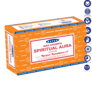 Satya "Nag Champa" Spiritual Aura Incense Sticks 15G 7.8" 15G/ Pack 12 Packs/ Box & Total 180G