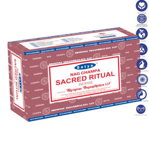 Satya "Nag Champa" Sacred Ritual Incense Sticks 15G 7.8" 15G /Pack 12 Packs/ Box & Total 180G