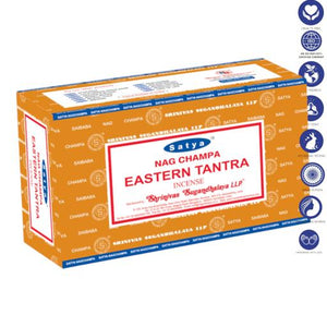 Satya "Nag Champa" Eastern Tantra Incense Sticks 15G 7.8" 15G /Pack 12 Packs/ Box & Total 180G