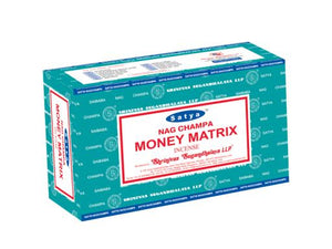 Satya "Nag Champa" Money Matrix Incense Sticks 15G 15G/ Pack 12 Packs/ Box & Total 180G