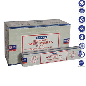 Satya "Nag Champa" Sweet Vanilla Incense Sticks 15G 7.8" 15G/ Pack 12 Packs/ Box & Total 180G