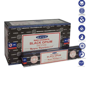 Satya "Nag Champa" Black Opium Incense Sticks 15G 7.8" 15G/ Pack 12 Packs/ Box & Total 180G