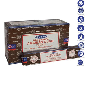 Satya "Nag Champa" Arabian Oudh Incense Sticks 15G 7.8" 15G /Pack 12 Packs/ Box & Total 180G