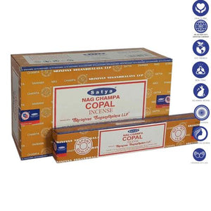 Satya "Nag Champa" Copal Incense Sticks 15G 7.8" 15G /Pack 12 Packs/ Box & Total 180G