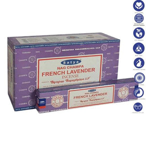 Satya "Nag Champa" French Lavender Incense Sticks 15G 7.8" 15G /Pack 12 Packs/ Box & Total 180G