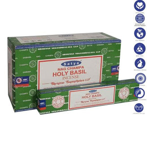 Satya "Nag Champa" Holy Basil Incense Sticks 15G 7.8" 15G /Pack 12 Packs/ Box & Total 180G