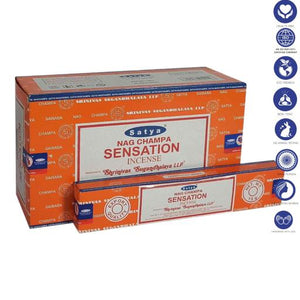 Satya "Nag Champa" Sensation Incense Sticks 15G 7.8" 15G /Pack 12 Packs/ Box & Total 180G