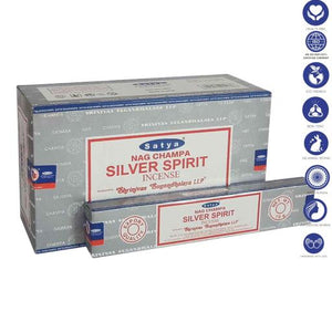 Satya "Nag Champa" Silver Spirit Incense Sticks 15G 7.8" 15G /Pack 12 Packs/ Box & Total 180G