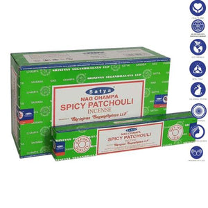 Satya "Nag Champa" Spicy Patchouli Incense Sticks 15G 7.8" 15G /Pack 12 Packs/ Box & Total 180G