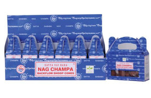 Satya "Nag Champa" Nag Champa Backflow Incense Cones 144 Pcs 24 Cones/ Pack 6 Packs/ Display Box