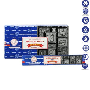 Satya "Nag Champa" Nag Champa  Super Hit 16G Incense Sticks 7.8" 16G/ Pack 12 Packs/ Box & Total 192G