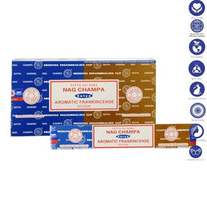 Satya "Nag Champa" Nag Champa  Aromatic Frankincense 16G Incense Sticks 7.8" 16G/ Pack 12 Packs/ Box & Total 192G