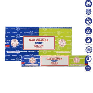 Satya "Nag Champa" Nag Champa  Aruda 16G Incense Sticks 7.8" 16G/ Pack 12 Packs/ Box & Total 192G