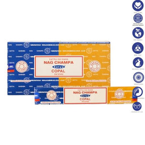 Satya "Nag Champa" Nag Champa  Copal 16G Incense Sticks 7.8" 16G/ Pack 12 Packs/ Box & Total 192G