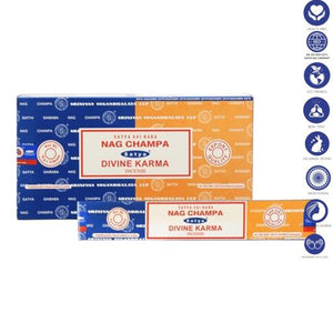 Satya "Nag Champa" Nag Champa  Divine Karma 16G Incense Sticks 7.8" 16G/ Pack 12 Packs/ Box & Total 192G