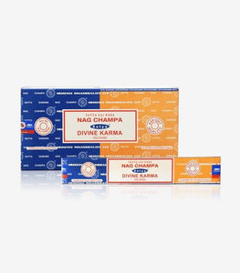 Satya "Nag Champa" Nag Champa  Divine Karma 16G Incense Sticks 16G/ Pack 12 Packs/ Box & Total 192G